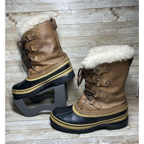 Soreal Boots Mens 8 Duck Brown Black Wool Liner Caribou Snow Waterproof main image 13